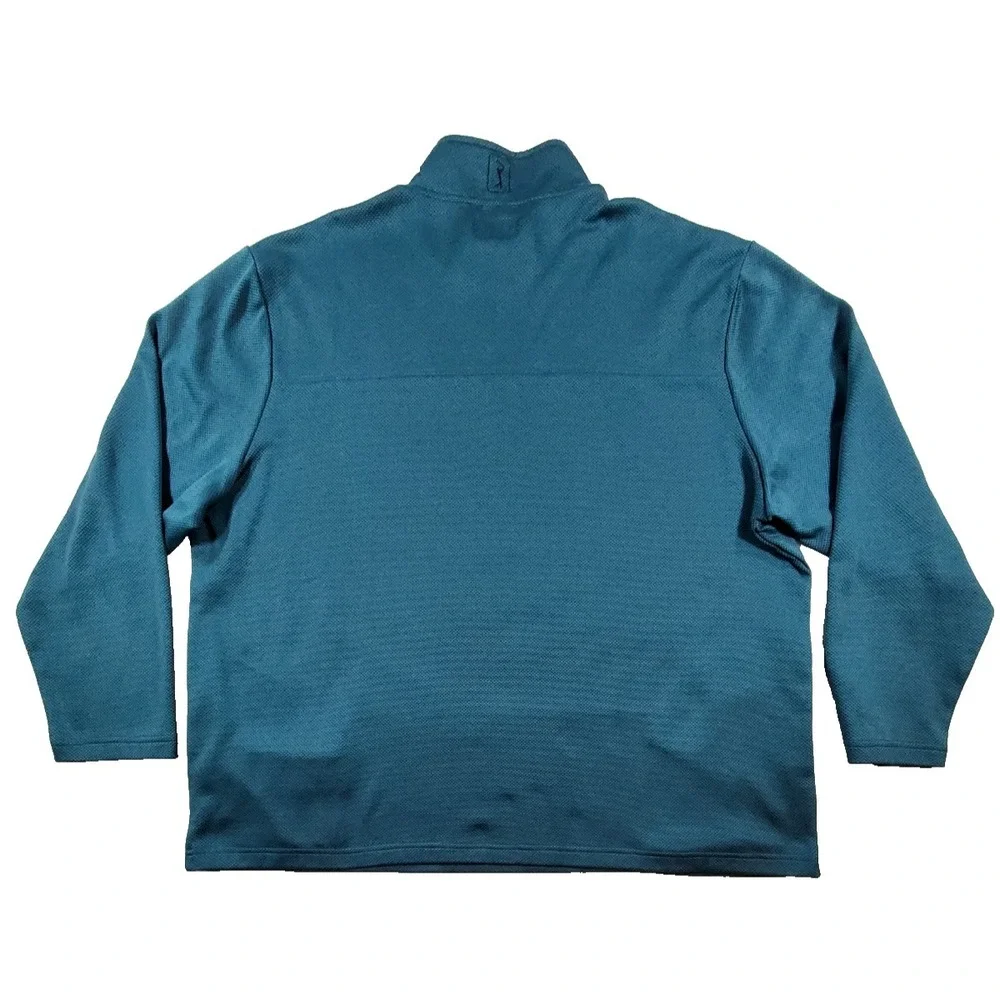PGA Tour Mens XXL Quarter Zip‎ Pullover Teal Blue Fleece Lined Golf Jacket